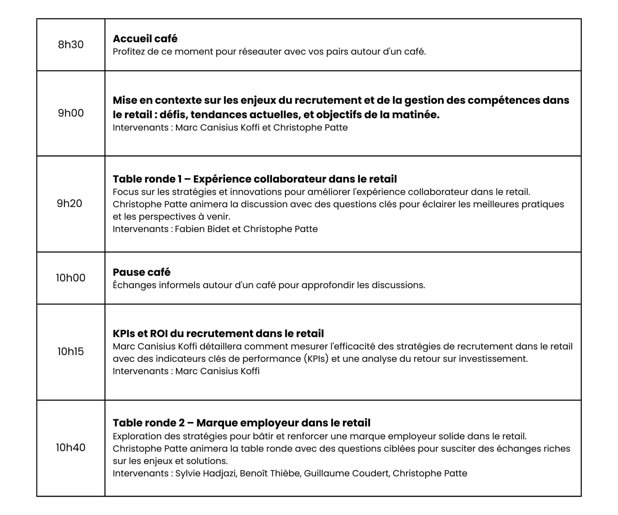 programme matinale RH