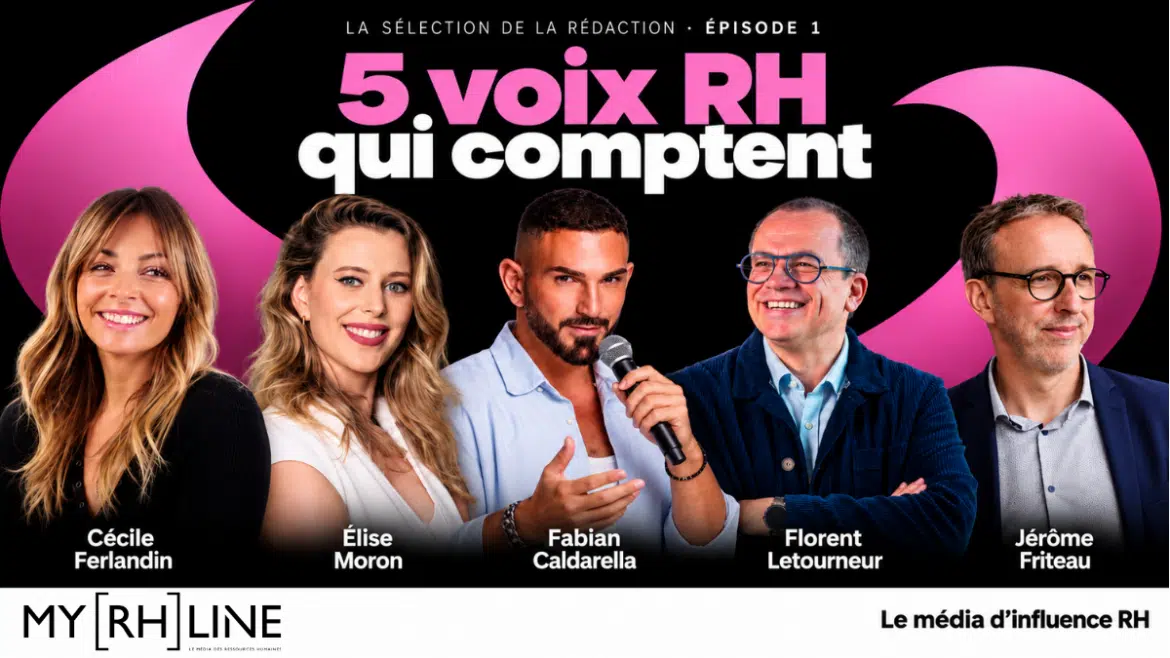 De gauche à droite : Cécile Ferlandin, Élise Moron, Fabian Caldarella, Florent Letourneur et Jérôme Friteau, sélectionnés par myRHline.