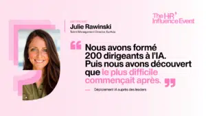 Julie Rawinski présente le retour d’expérience de Medtronic sur l’adoption de l’IA à The HR Influence Event.